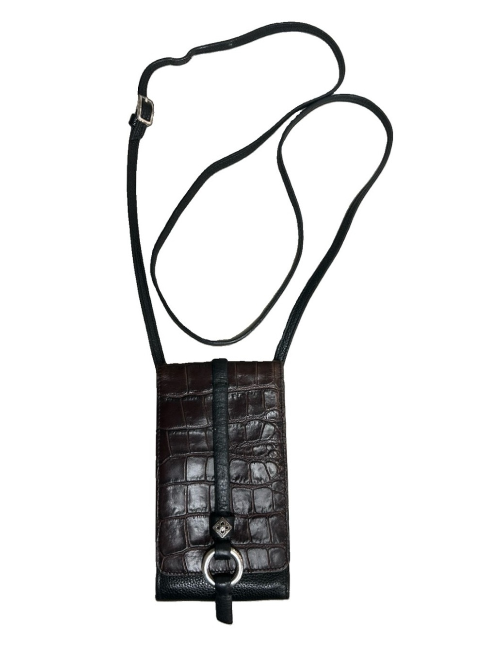 Brighton Toledo Phone Organizer Crossbody Bag Adjustable Strap Brown Black